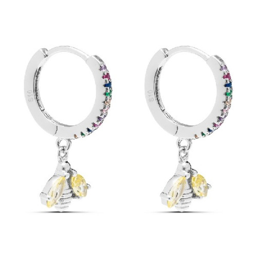 PENDIENTE ARO CZ MULTICOLOR + ABEJA - PE5847/24R