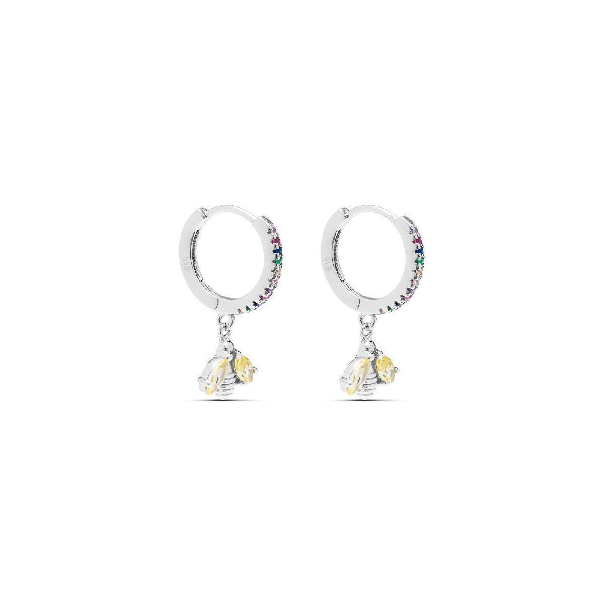 PENDIENTE ARO CZ MULTICOLOR + ABEJA - PE5847/24R