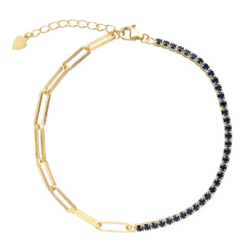 PULSERA MITAD CZ + CADENA RECTANGULAR - PU5180CH/03