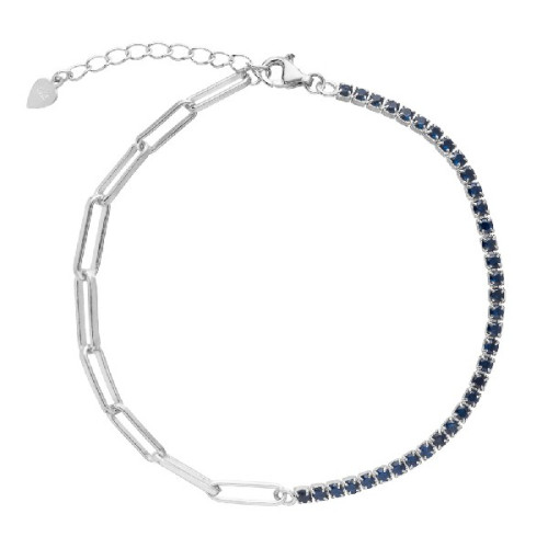 PULSERA MITAD CZ + CADENA RECTANGULAR - PU5180R/03