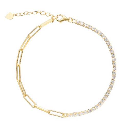 PULSERA MITAD CZ + CADENA RECTANGULAR - PU5180CH/04