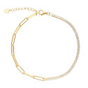 PULSERA MITAD CZ + CADENA RECTANGULAR - PU5180CH/04