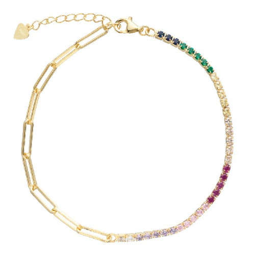 PULSERA MITAD CZ + CADENA RECTANGULAR - PU5180CH/24