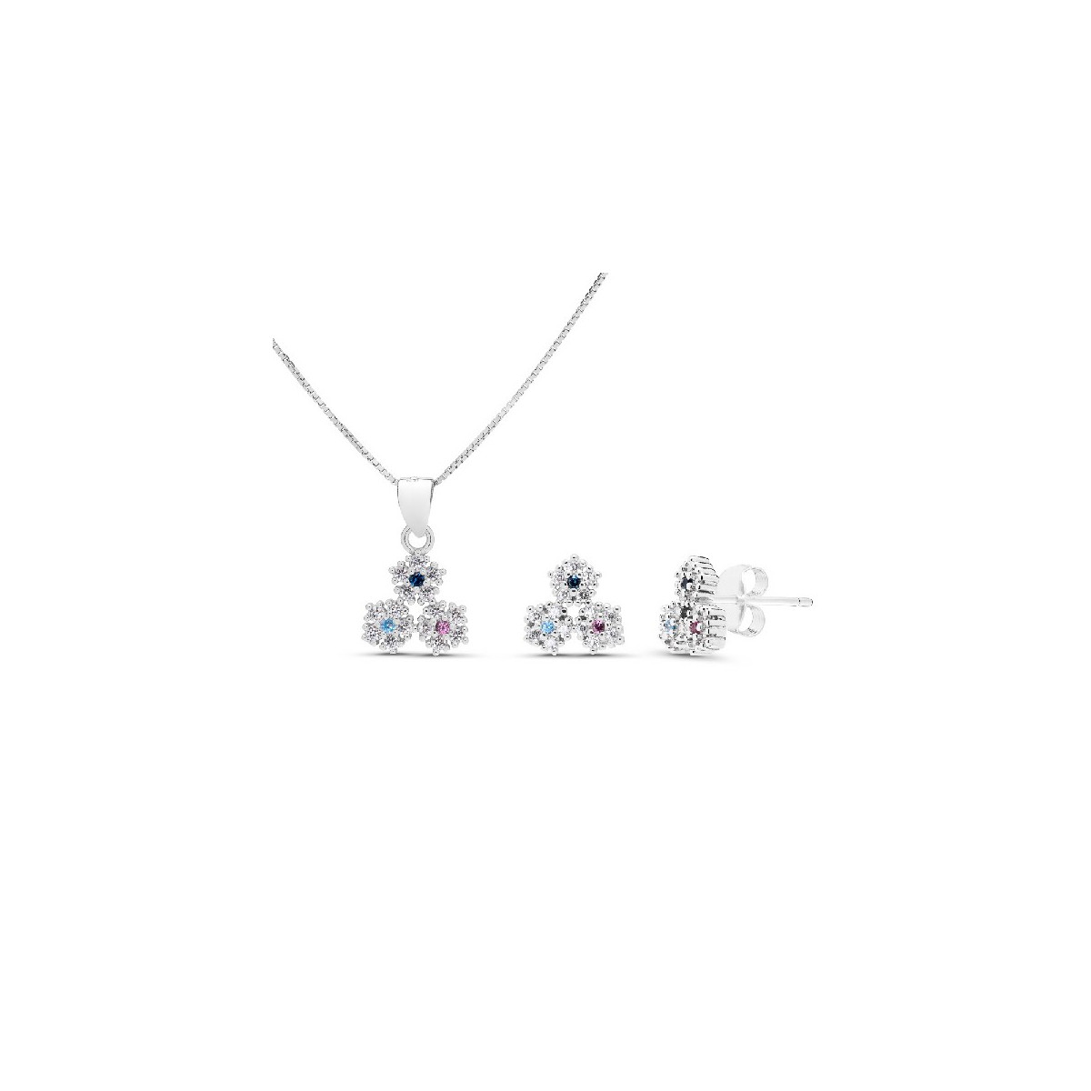 JUEGO TRES FLORES CZ MULTICOLOR - JU3086R/24