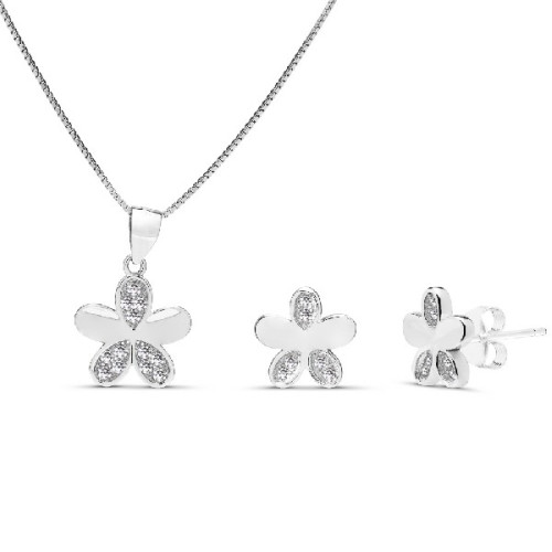 JUEGO FLOR PETALOS LISOS Y CON CIRCONITA - JU3088R