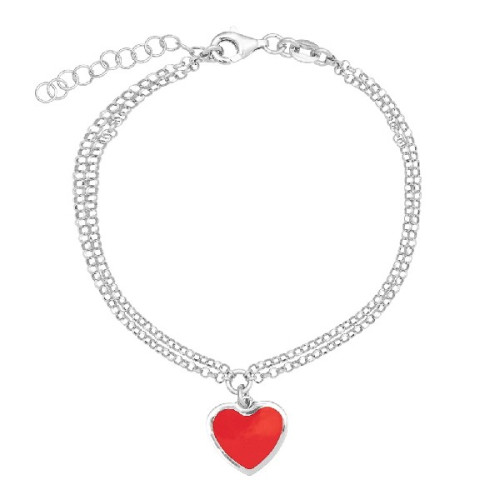 PULSERA DOBLE CON CORAZON ESMALTE - PU5346R/13