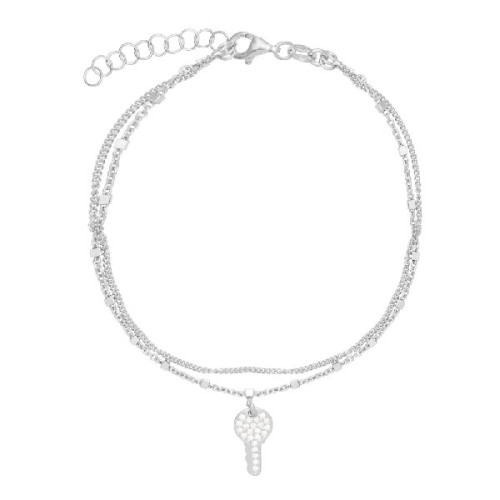 PULSERA DOBLE LLAVE CZ COLGANDO - PU5348R