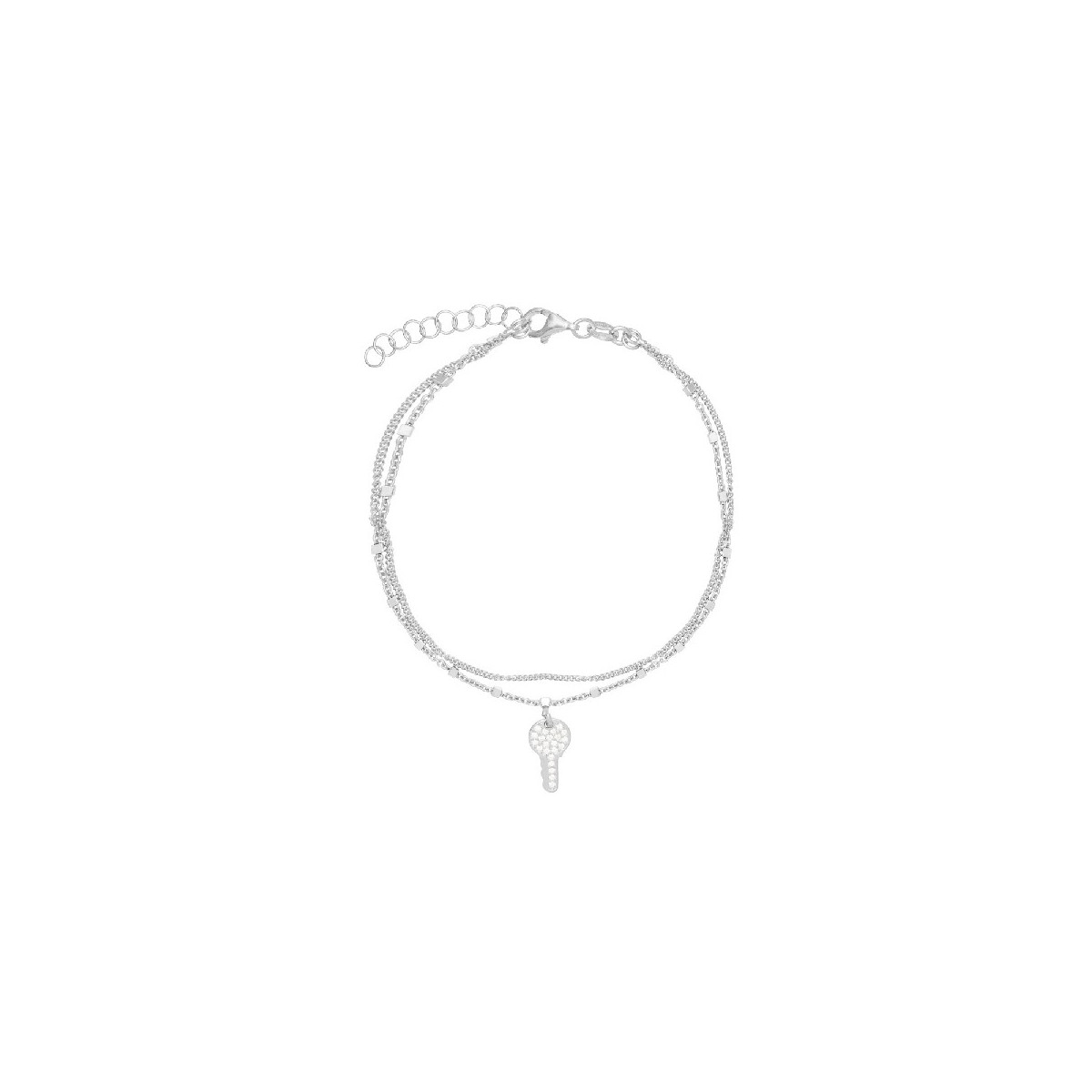 PULSERA DOBLE LLAVE CZ COLGANDO - PU5348R