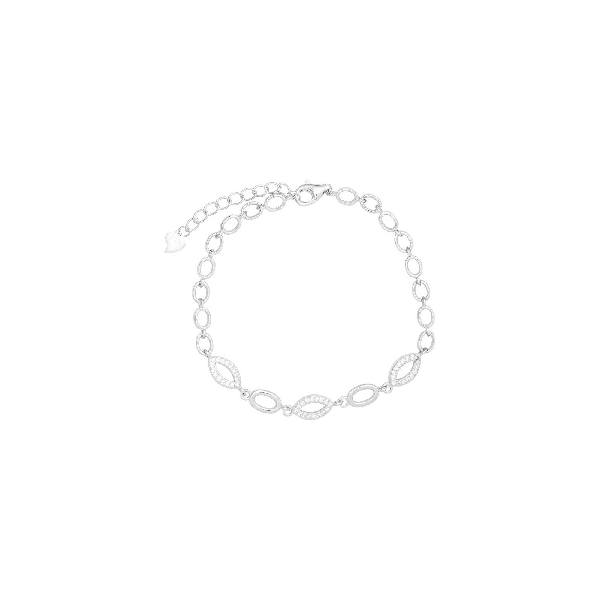 PULSERA OVALES CZ CENTRO + OVAL LISO - PU5355R