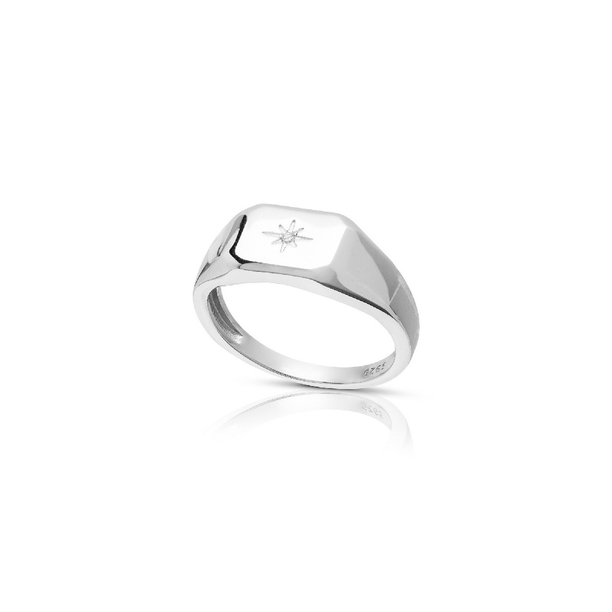 SORTIJA SELLO RECTANGULAR CON CZ - SO1525R/04