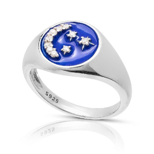 SORTIJA SELLO ESTRELLAS ESMALTE AZUL  - SO1530R/04/03