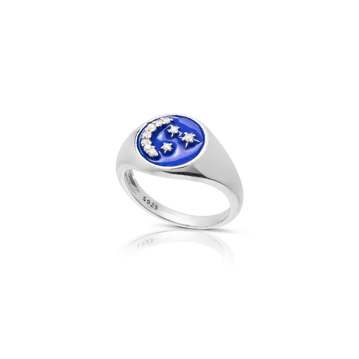 SORTIJA SELLO ESTRELLAS ESMALTE AZUL  - SO1530R/04/03